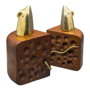 1960s Pop Art Lee Bernay for Raymor Mouse & Cheese Solid Teak Bookends