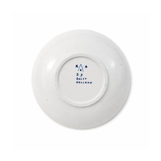 Traditional Vintage Delft Holland Blue & White Windmill Ceramic Plate Wall Decor For Sale - Image 3 of 5