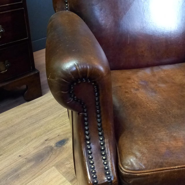 Art Deco Sheep Leather Club Armchair, 1950s For Sale - Image 10 of 15