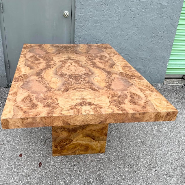 Vintage Postmodern Burlwood Laminate Rectangular Dining Table For Sale - Image 9 of 11