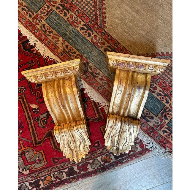 Pair of English Giltwood Wall Brackets For Sale - Image 10 of 14