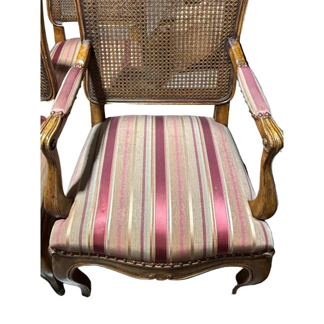 Minton-Spidell Set of 8 Vintage Minton-Spidell Walnut French Provincial Dining Chairs For Sale - Image 4 of 11