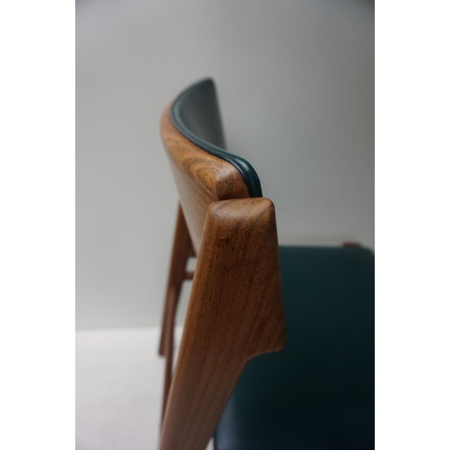 Scandinavian Teak and Green Leatherette Dining Chairs, 1960s, Set of 4 For Sale - Image 13 of 18