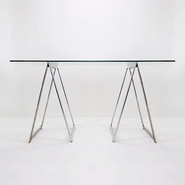 Vintage chrome trestle desk, 1970s Minimalist - Desk - Vintage furniture Dimensions: 140 x 70 cm (55.1 x 27.5 in) H: 74 cm...