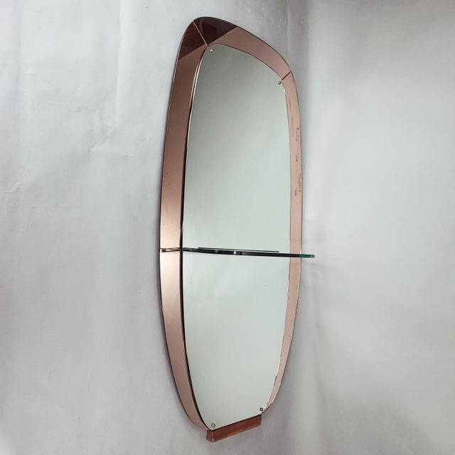 Large Crystal Art mirror with shelf, 1950s design. Design period: 1950 - 1959 Country of manufacture: Italy Style: Crystal...