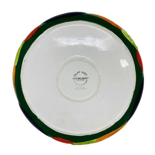Vintage Clay Art Large Shallow Bowl With Fruit/Vegetable Dishes a Collection For Sale - Image 10 of 12