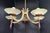 Wood 1960s Midcentury Modern Wood and Brass 5-Light Chandelier With Starburst Shades For Sale - Image 7 of 12