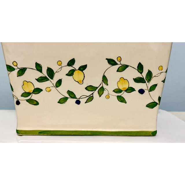 Traditional Hand Painted Planter With Lemons For Sale - Image 3 of 11