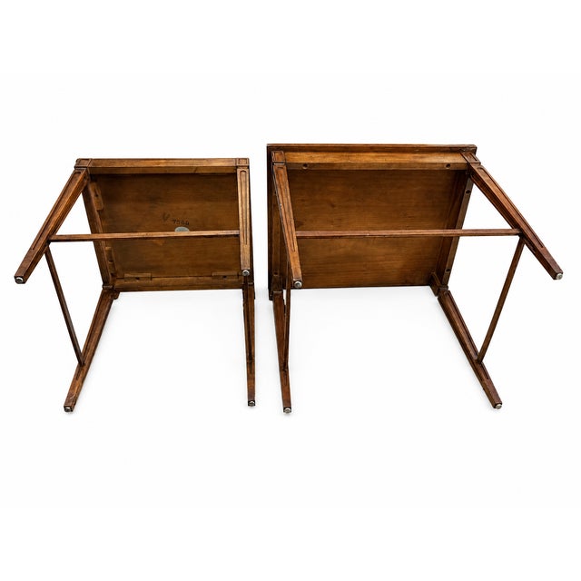Pair of Baker Furniture Burl Wood Nesting Tables With Gallery Tray Tops For Sale - Image 10 of 11