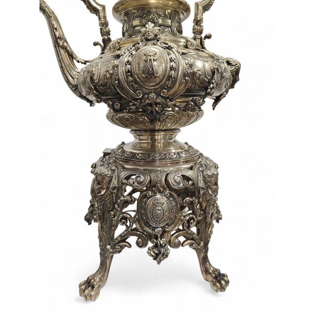 Metal Spanish Royal Silver Tea and Coffee Set by Yanes, 1970, Set of 3 For Sale - Image 7 of 14