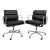 Pair of Eames Aluminum Group Soft Pad Management Chairs by Herman Miller - Black Leather For Sale