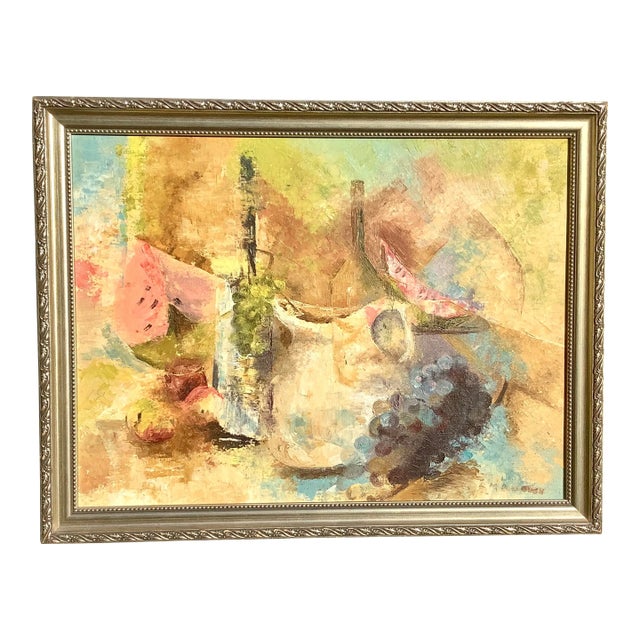 1970s American Cubist Still Life Painting, Framed For Sale