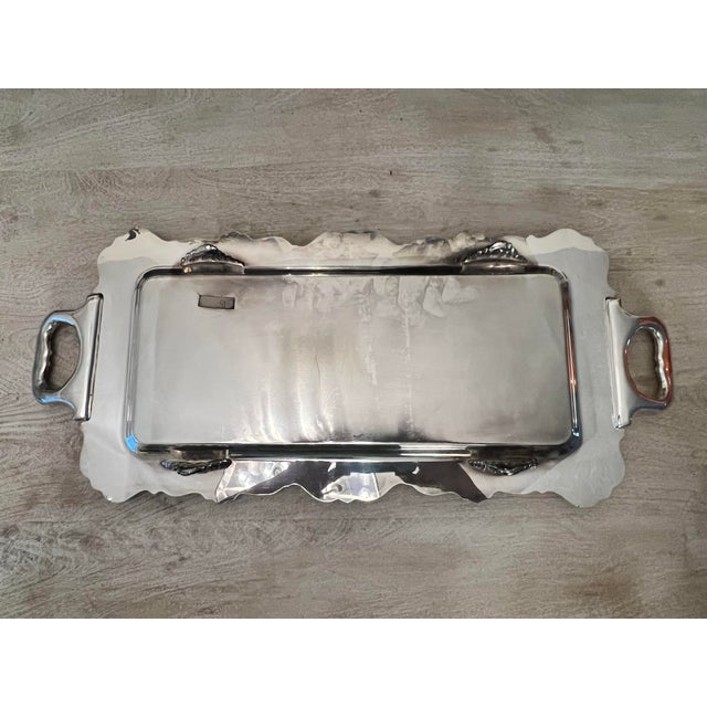 Vintage 27" W. & S. Blackinton Ornate Silverplated Handled & Footed Serving Tray For Sale - Image 9 of 10