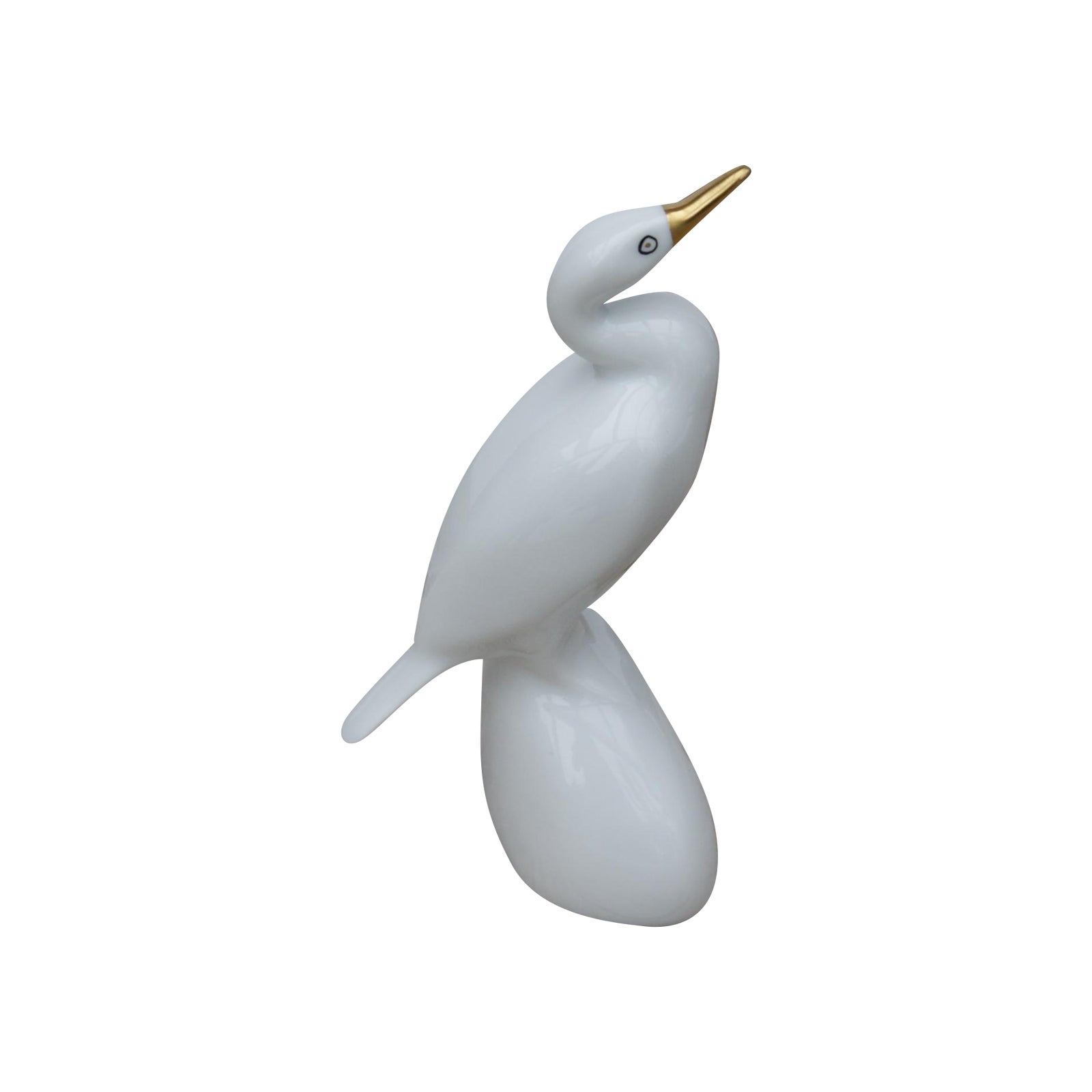White Porcelain Egret Figurine Chairish