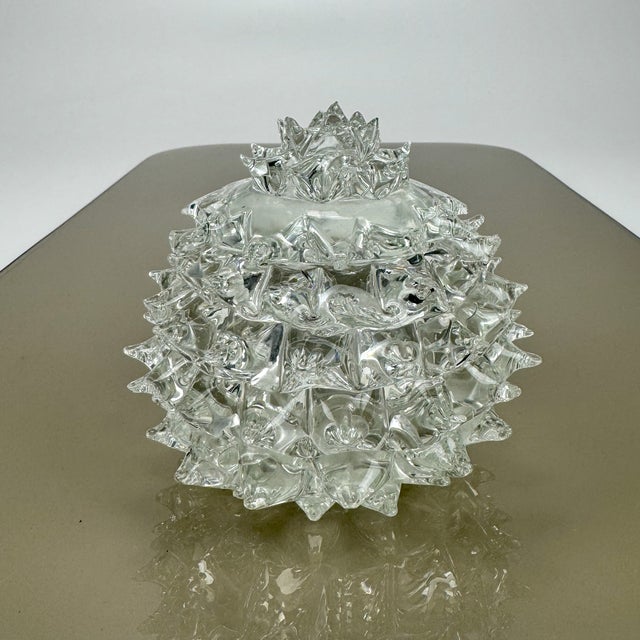 Rostrato and Clear Murano Glass Jewellery Bowl attributed to Ercole Barovier for Barovier & Toso, Italy, 1940s For Sale - Image 6 of 11