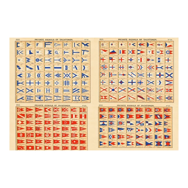 Original Lloyd's Register of Yachts "Private Signals of Yachtsmen" Reference Pages – Set of 4 – Year 1935 Group B For Sale