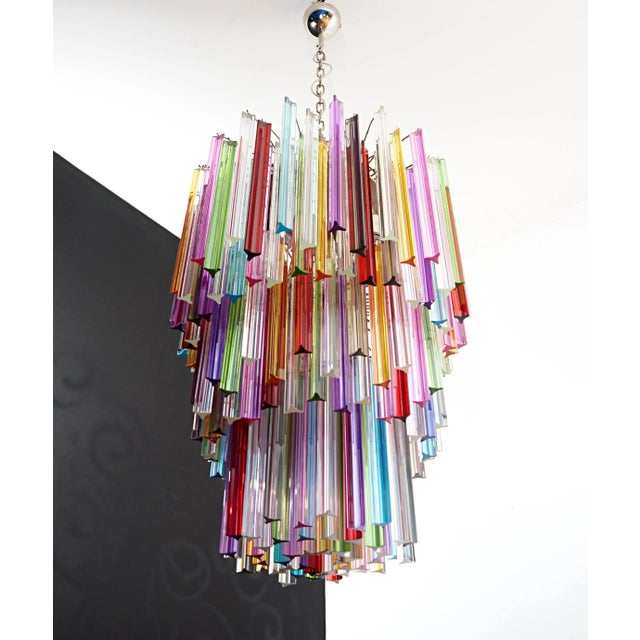 American Murano Multicolor Triedri 187 Prism Chandelier, Mariangela Model For Sale - Image 3 of 10