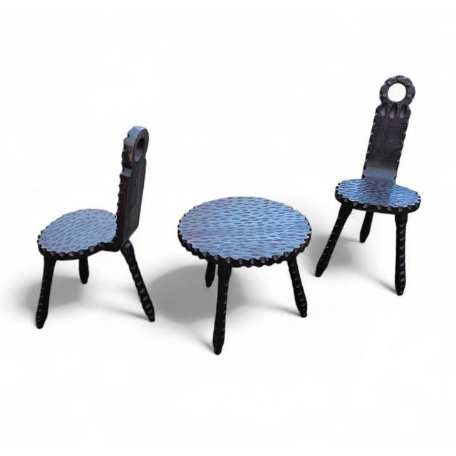 Brutalist Chairs and Side Table, Spain, 1970s, Set of 3 For Sale - Image 15 of 18