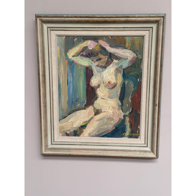 Gunnar Christenson, Nude Figurative Composition, 1950s, Oil Painting on Panel, Framed For Sale - Image 5 of 17