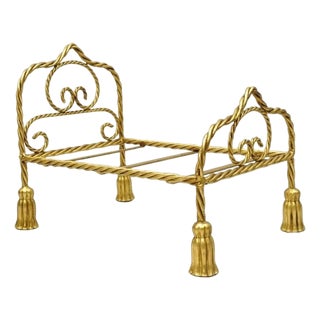Vintage Italian Hollywood Regency Iron Tassel Frame Pet Cat Dog Bed or Doll Bed For Sale