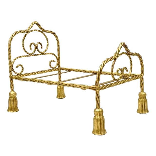 Vintage Italian Hollywood Regency Iron Tassel Frame Pet Cat Dog Bed or Doll Bed For Sale