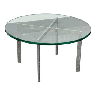 Postmodern Vintage Tempered Glass + Chrome Coffee Table For Sale