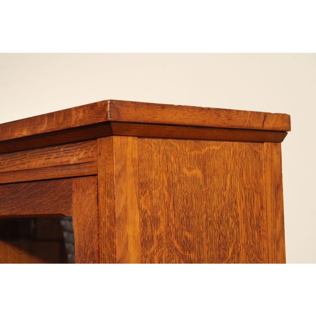 Antique Mission Oak Sliding Glass Door Bookcase For Sale - Image 14 of 18