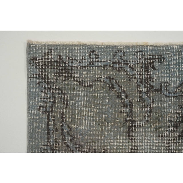 1970s Vintage Turkish Handmade Wool Cotton Blue Area Rug For Sale - Image 12 of 12