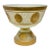 Vintage Imperlux Bohemian Glass Pedestal Fruit Bowl | Satin White Glass W/ 24k Gold Medallion Decorations | Czech Art Glass For Sale