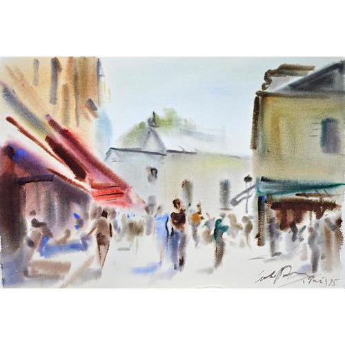 Carlo Ravagnan, View of Paris, 1975, Watercolor on Paper For Sale