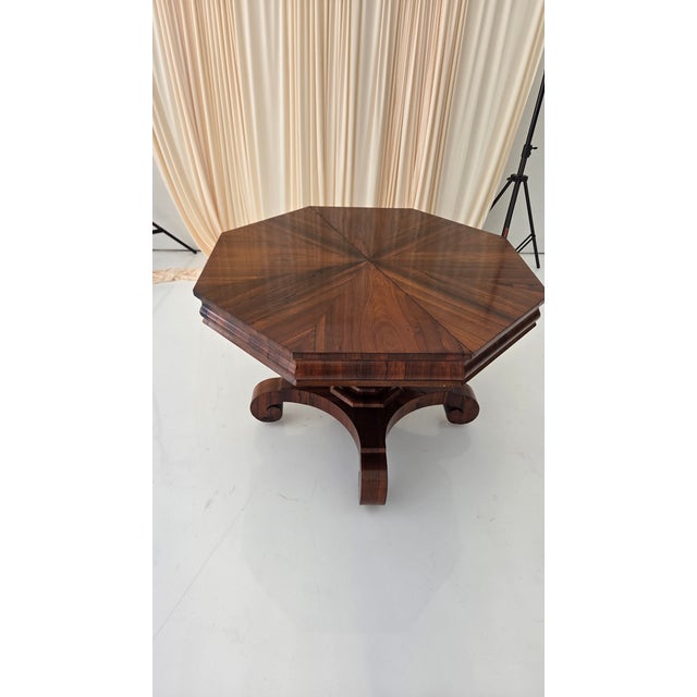 Gillows of Lancaster & London Antique Octagonal Walnut Finish Tilt ( Snap) Pedestal Center Table For Sale - Image 4 of 18