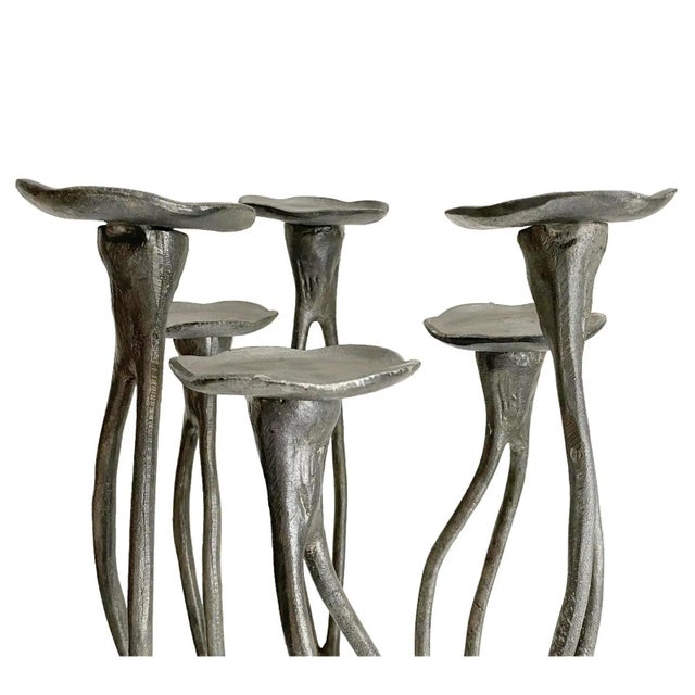 Metal Aluminum Candelabra Tree Roots Brutalist Tall Floor Multi Candle Holder For Sale - Image 7 of 7