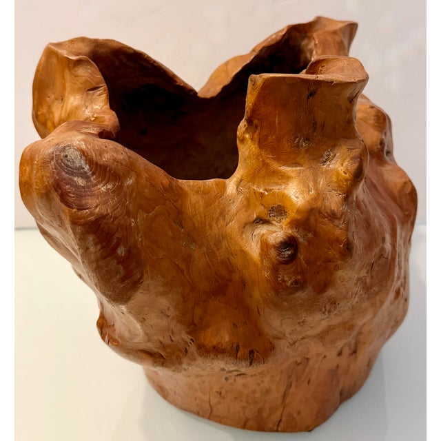 Contemporary Vintage Hand-Carved Burl Wood Sculptural Bowl For Sale - Image 3 of 13
