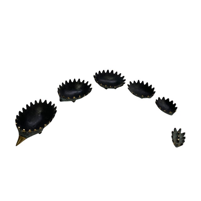Mid-Century Modern Walter Bosse for Hertha Baller Hedgehog Ashtray 50s Blue Gold For Sale - Image 3 of 6