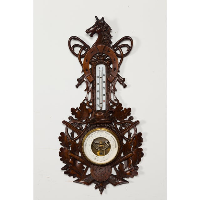 Dutch Carved Wooden Barometer with Horse Motif by Gebroeders Caminada, Rotterdam For Sale - Image 10 of 12