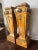 French Regency Style Pair of Burlwood Veneer Pedestal With Marble Top and Lion Head Brass Detail For Sale - Image 4 of 13