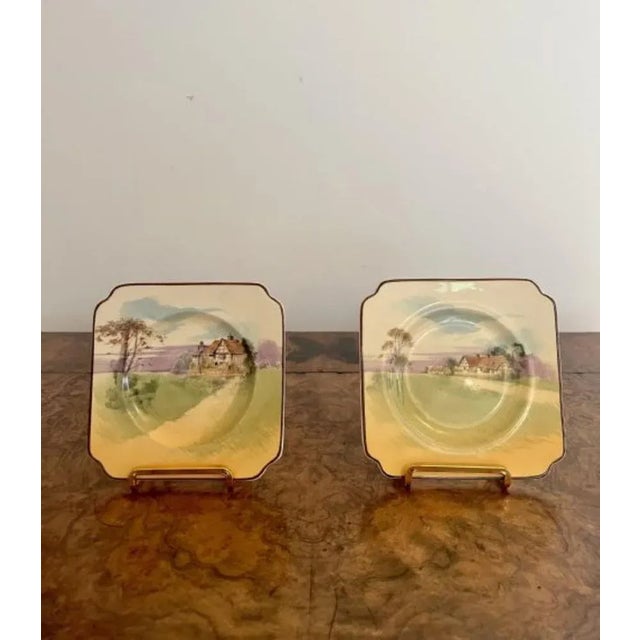 Lovely set of seven antique Royal Doulton sandwich plates having a set of six Royal Doulton plates and a matching large...