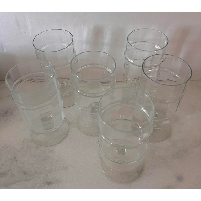 West Virginia Glass Specialty Co. Set of 6 Vintage Bamboo Water Goblets For Sale - Image 4 of 7
