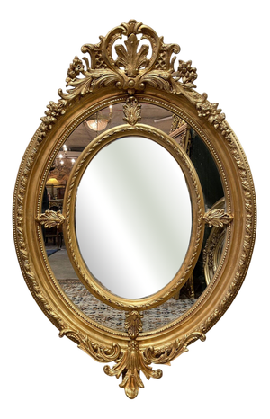 Large Ornate Gilt Wood Oval Mirror