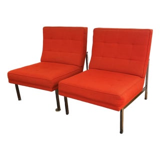 Pair 1950s Florence Knoll Parallel Bar System Lounge Chairs, Model 51 For Sale