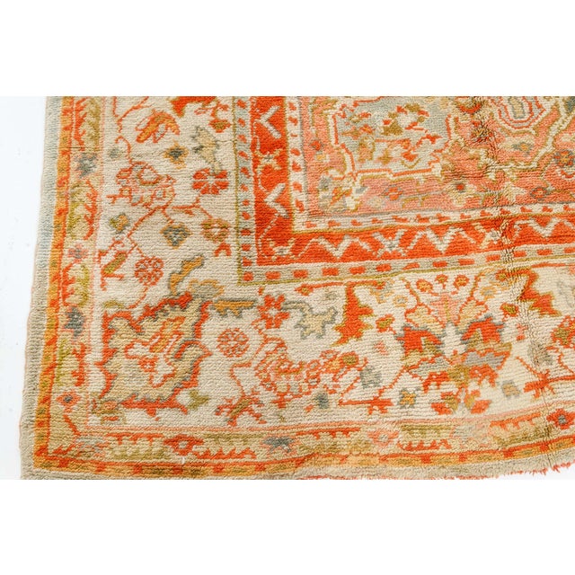 Textile Antique Turkish Oushak Rug For Sale - Image 7 of 8