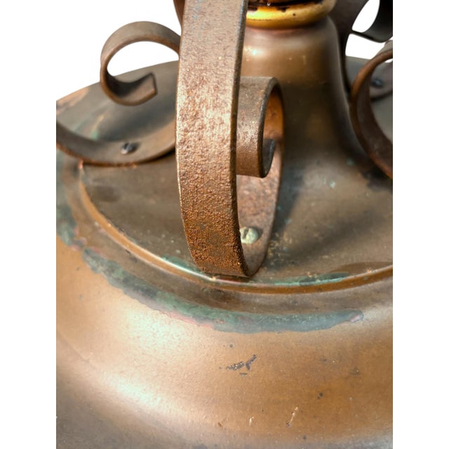 Paint 1920s Pendant With Acorn Shaped Shade and Four Bare Bulbs and Original Paint Finish For Sale - Image 7 of 14