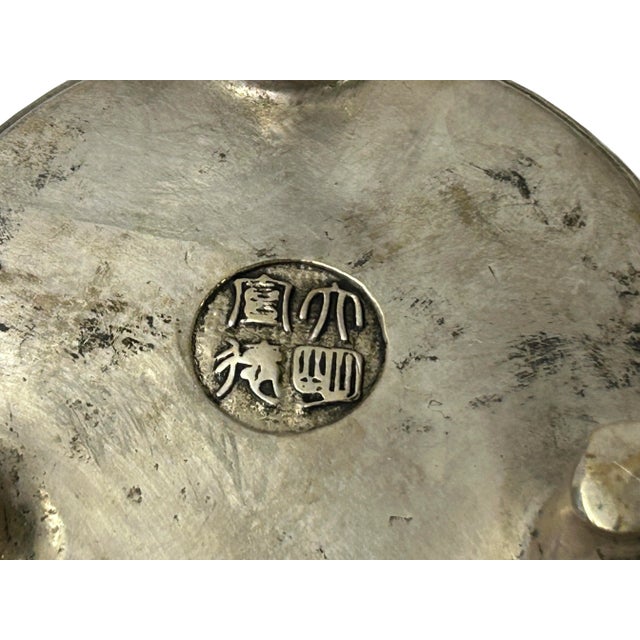 Vintage Silver Pewter Color Metal Foo Dog Ding Shape Incense Holder For Sale - Image 10 of 10