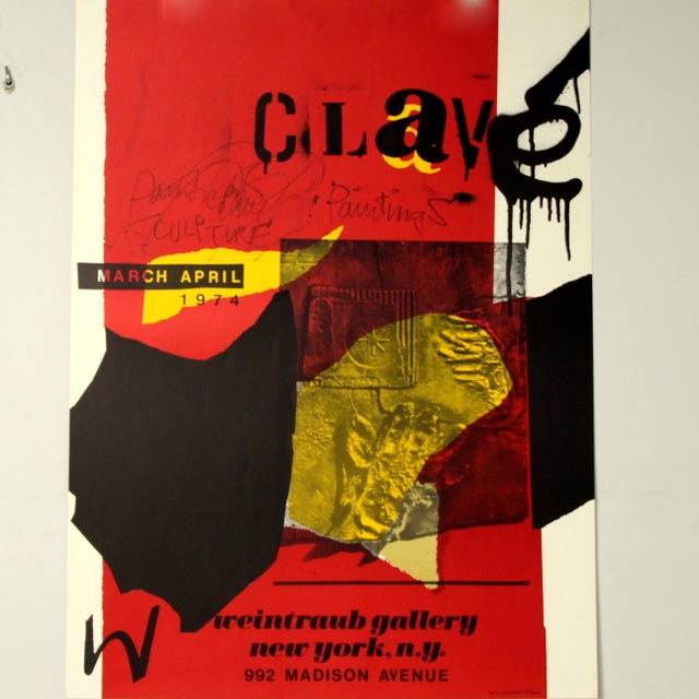 Lithographic Poster for the Antpni Clave Exhibition in New York, 1974 For Sale - Image 4 of 4
