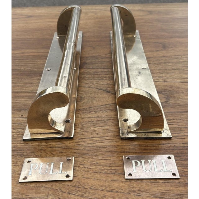 Metal Large Edwardian Brass Pull Handles, Set of 2 For Sale - Image 7 of 7