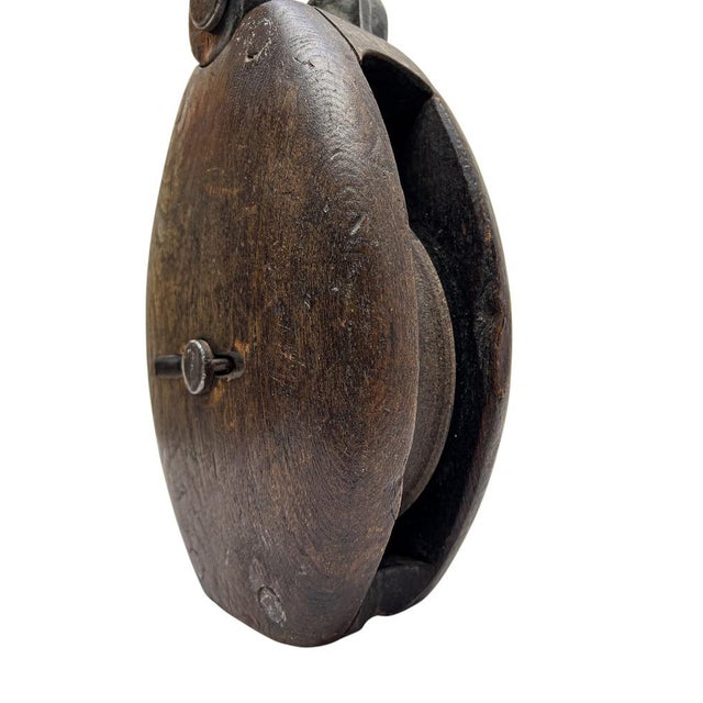 Late 19th Century Wooden Boat Pulley with Wrought Iron Details, 1890s For Sale - Image 10 of 12
