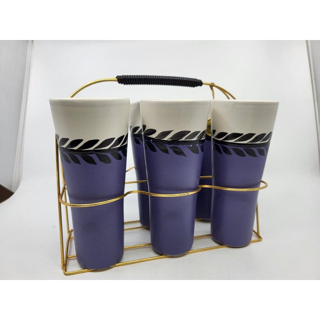 Basket and Orangeade Cups from Erdecor, France, 1950, Set of 7 For Sale - Image 11 of 15