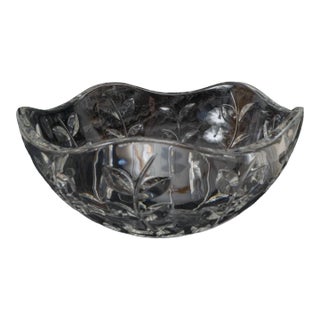 1990s Tiffany & Co. Crystal Floral Vine Bowl 9 1/2" For Sale