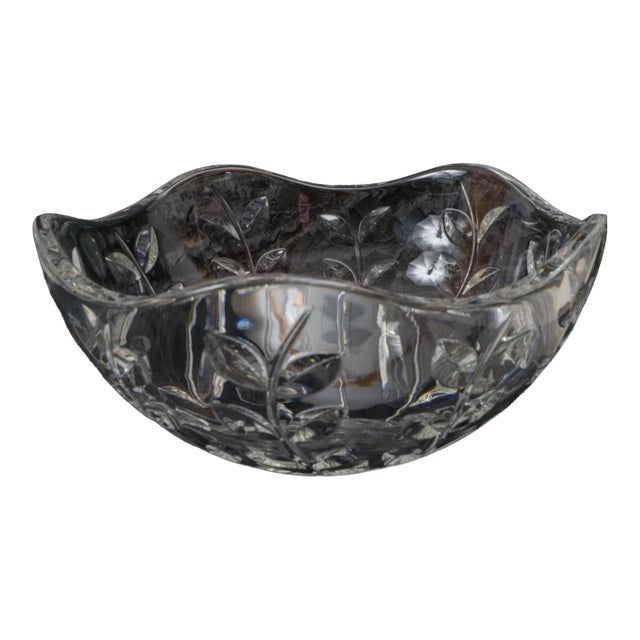 1990s Tiffany & Co. Crystal Floral Vine Bowl 9 1/2" For Sale