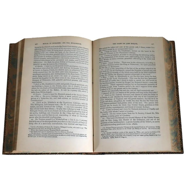 Late 19th Century Memoirs of John Evelyn Esq. F.R.S. His Diary by William Bray Leather Book For Sale - Image 4 of 10
